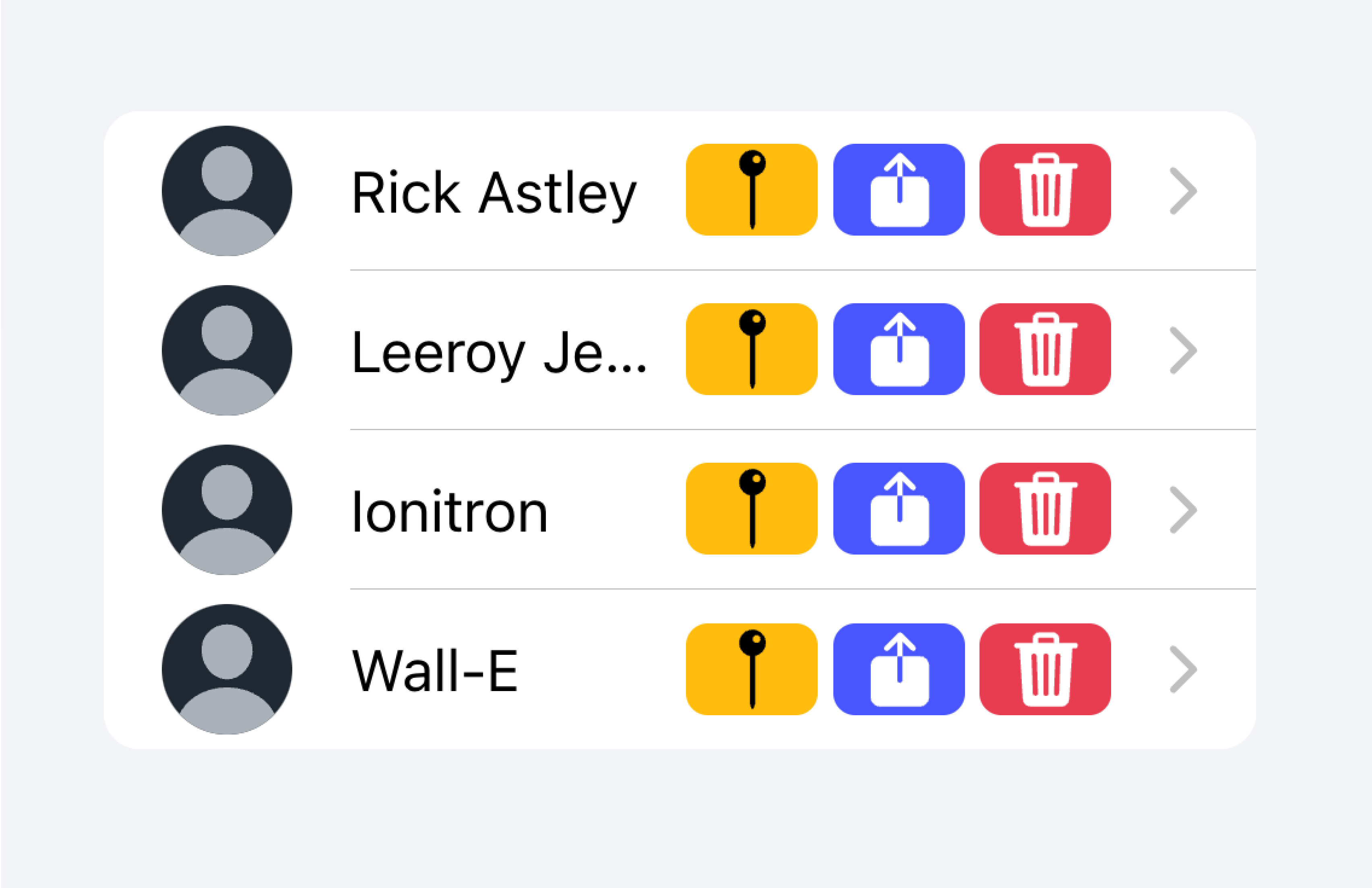 A list that contains several items, each representing a different to-do list. A count of how many tasks in each to-do list is placed at the end of each item. However, the count is highlighted in blue which draws the user's attention away from the name of the to-do list.